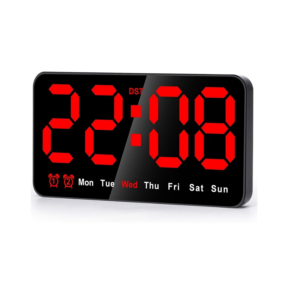 Digital Wall Clock, 9Inch LED Digital Clock Large Display with 12/24H, Big Digits,Small Silent Wall Clock (Red)