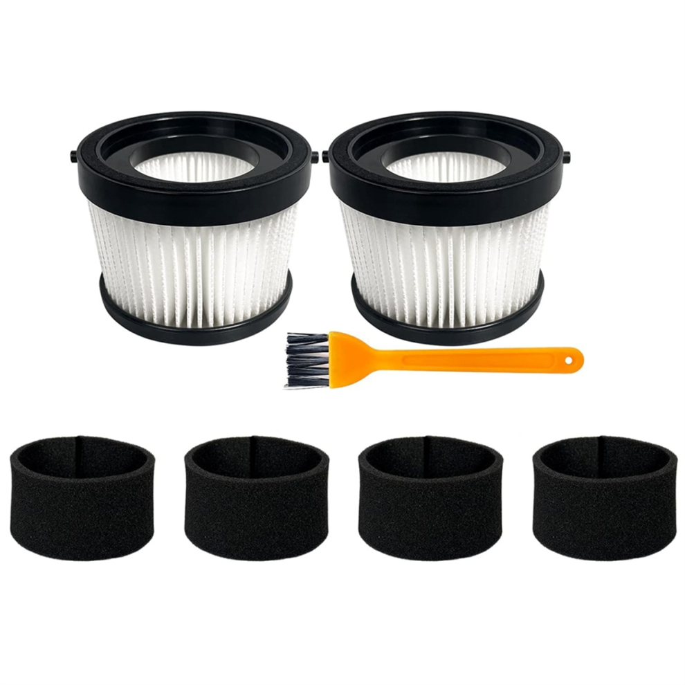 Melitt 2Pcs Dcv5011h Hepa Filter For Dcv501hb Cordless Handheld Vacuum, With 4 Foam Sleeve Filters & 1 Brush