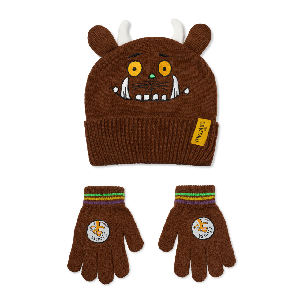 Gruffalo & Friends Beanie and Gloves Set (Unisex Kids Brown)