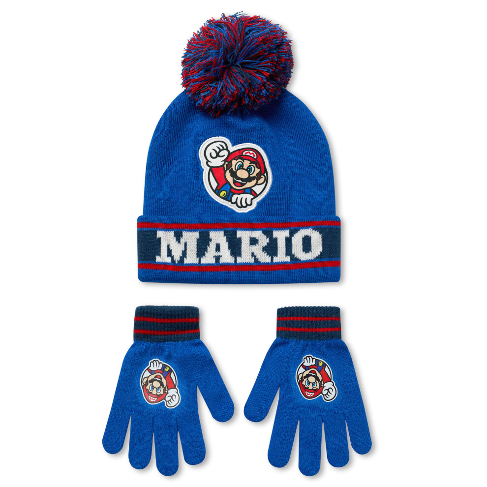 Nintendo Beanie and Gloves Set (Boys Multicoloured)