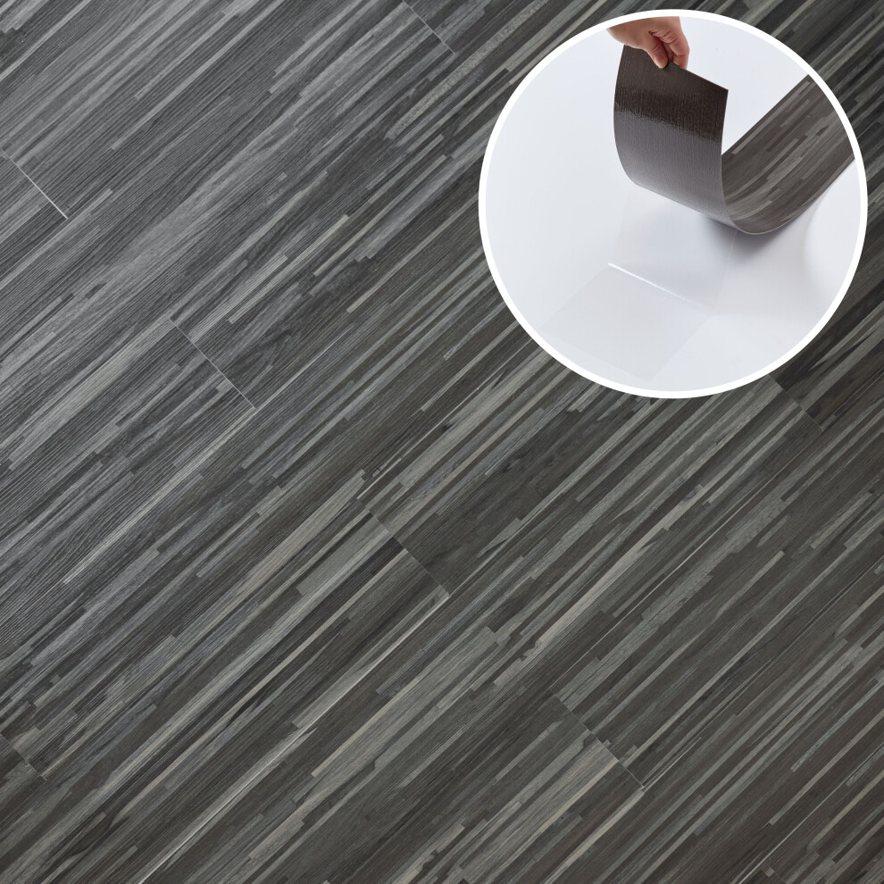 (Dark Shadowline Flow, 30) Self Adhesive Floor Planks - Vinyl Flooring Set Peel And Stick Floor Tiles 36X5.98in (91.4X15.2cm) - Vinyl Floor Tiles Woo 5061064151423