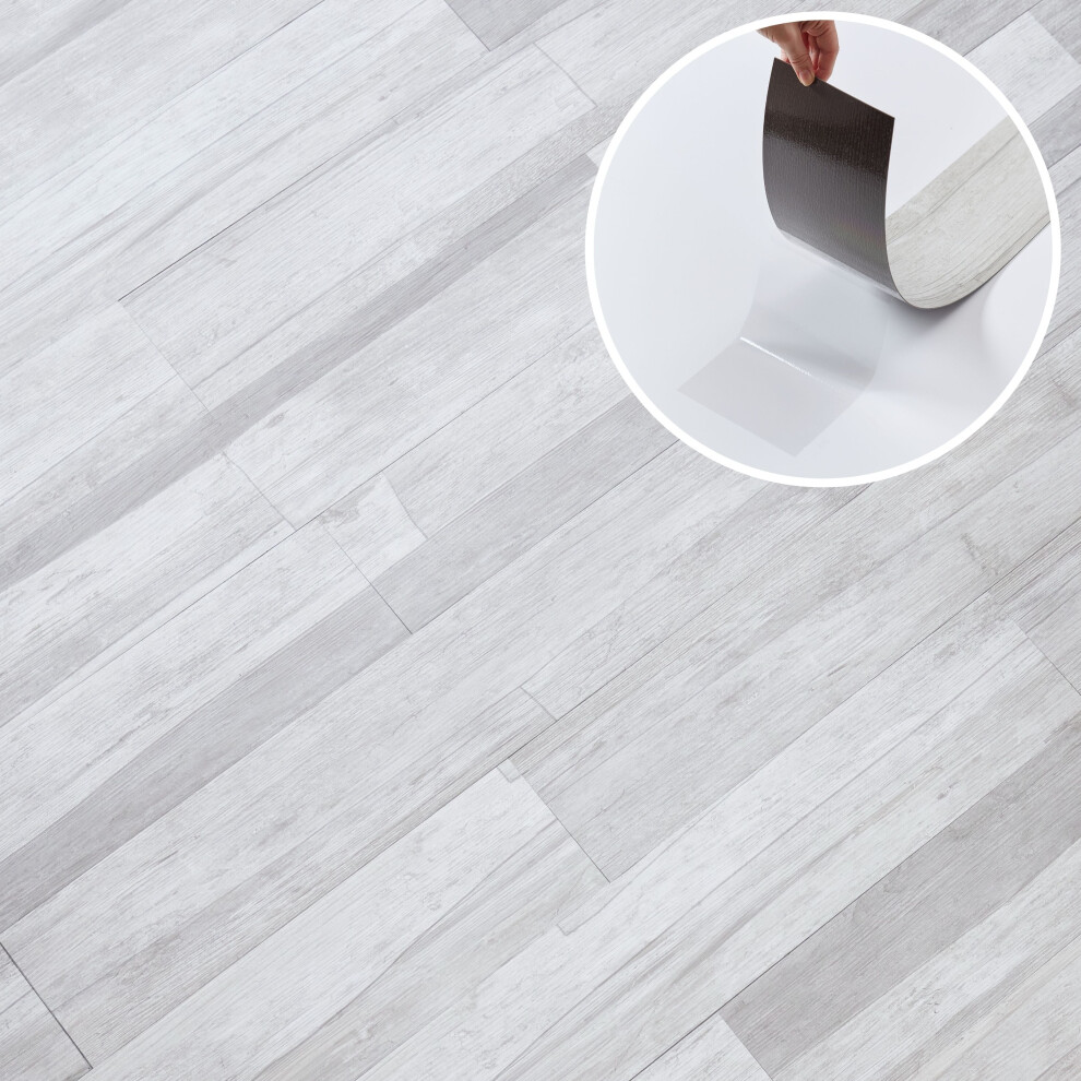 (Light Grey, 7) Self Adhesive Floor Planks  - Vinyl Flooring Set Peel and Stick Floor Tiles 36x5.98in (91.4x15.2cm) - Vinyl Floor Tiles Wood Effect