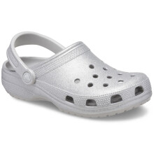 (Silver, 7 (Adults')) Crocs Classic Glitter Thermoplastic Atmosphere Clogs