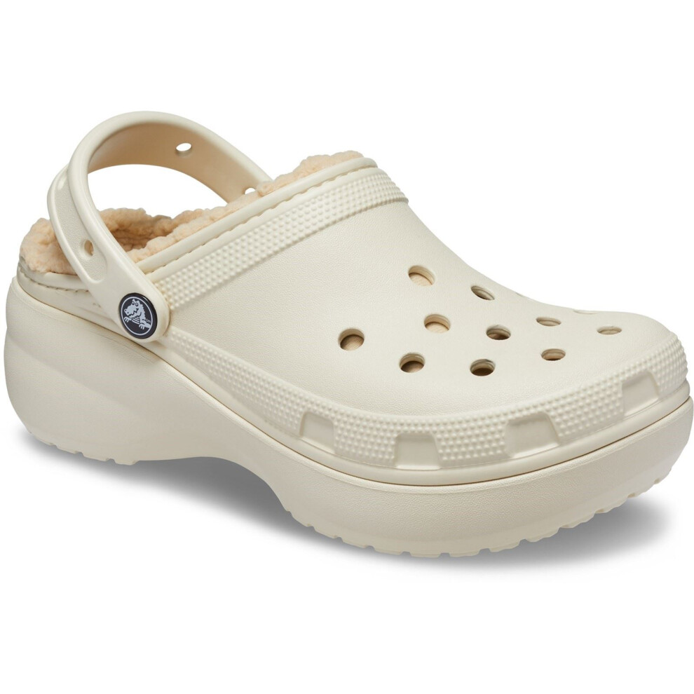 Crocs (White, 7 (Adults')) Classic Platform Lined Thermoplastic Women's Bone Clogs