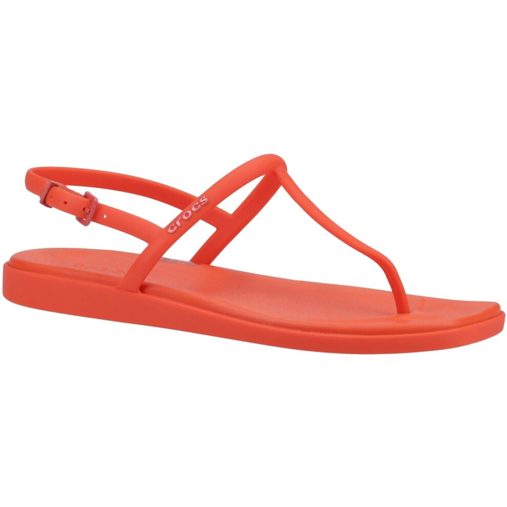 (Red, 5 (Adults')) Crocs Miami Thong Flip TPU Women's Lava Sandals