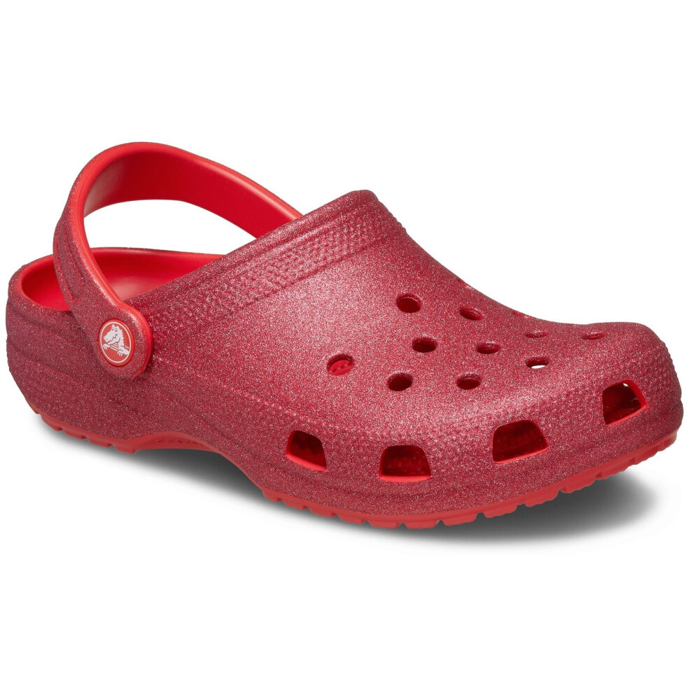 Crocs (Red, 3 (Adults')) Classic Glitter Thermoplastic Cherry Red Clogs