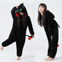 (110cm, Black Dragon Tamer) Autumn and winter flannel adult women's men's dinosaur one-piece pajamas animal cute pajamas parent-child home performance clothes