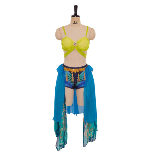 (S) Britney Spears Slave Costume Blue  Dance Dress 2