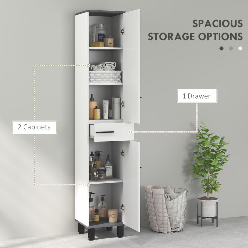 Homcom HOMCOM Bathroom Cabinet with Adjustable Shelves, Double Doors and Drawer 2