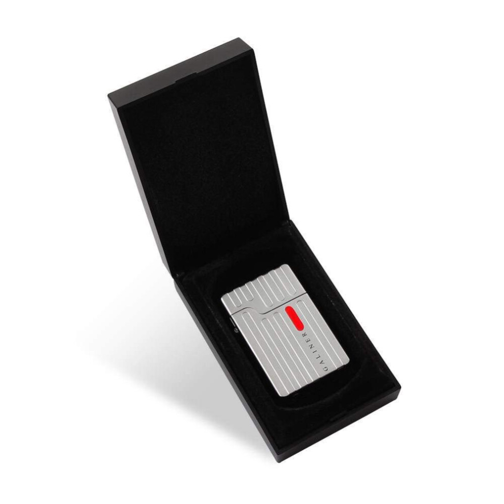 Yeuligo Silver (Silver) Classic Cigar Windproof Lighter Multifunctional Inflatable Portable Lighter High-End Creative Personality With Hole Puncher