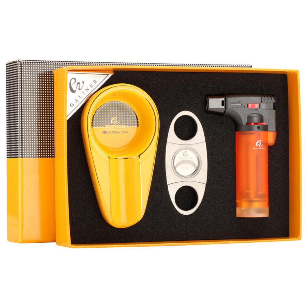 Yeuligo Orange (Orange) Cigar Lighter Suit Sharp Blade Cigar Shear Ceramic Ashtray Three-Piece Cigar Gift Box