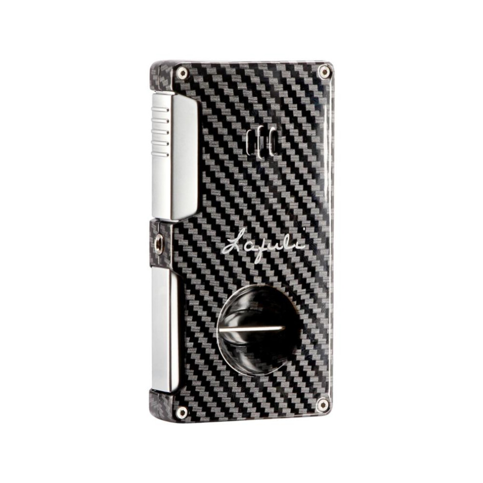 Yeuligo (Carbon Fiber) Multifunctional Portable Cigar Lighter Creative Straight Windproof Inflatable Lighter With Cigar Scissors Cigar Drill Lc-190