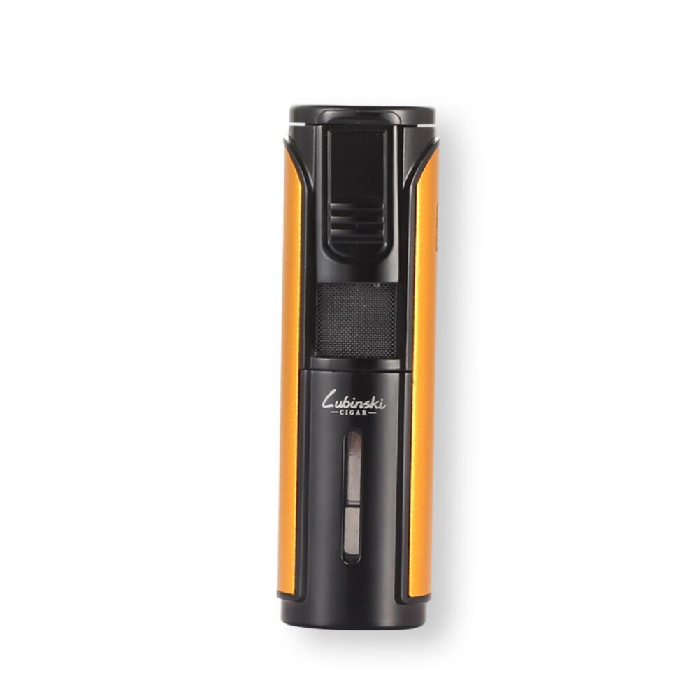 Yeuligo Yellow (Yellow) Portable Cigar Lighter Metal Zinc Alloy 5 Fire Straight Windproof Inflatable Lighter With Drill Gift Box