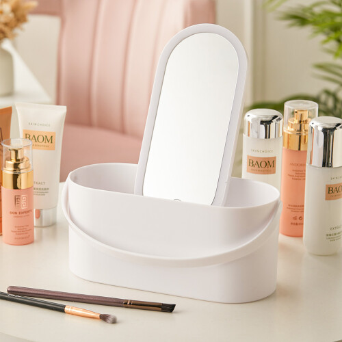 Living And Home (White) Portable Vanity Travel Makeup Box with LED Mirror 2