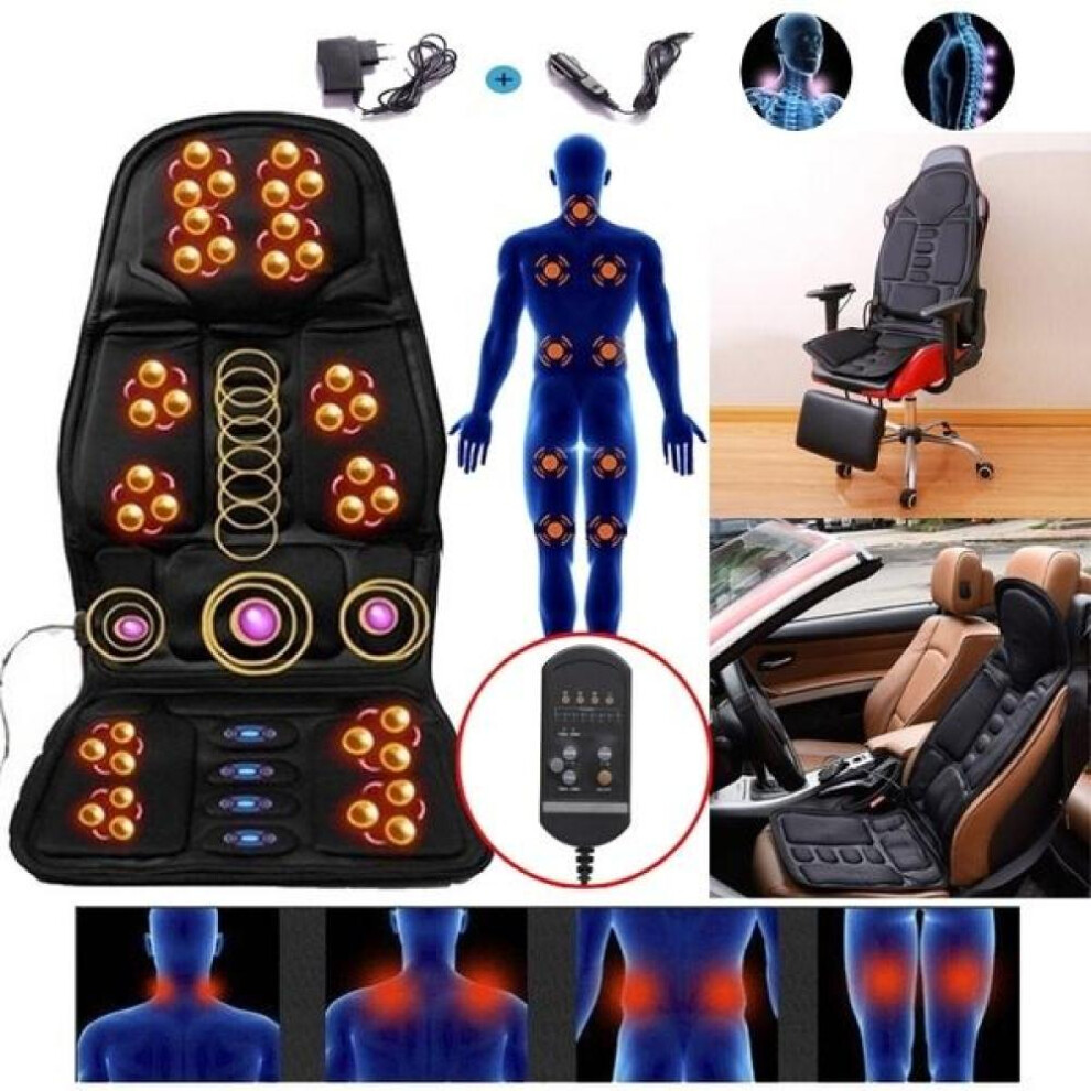 (black, US Plug) Back Massage Chair Car Suv Seat / Home Cushion Neck Pain Waist Support Massage Cushion Cover