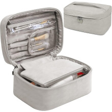 Makeup Bag Waterproof Cosmetic Bag Leather Makeup Travel Bag Portable Makeup Brush Bag Multifunctional Makeup Organizer Bag For Women Girls, 2-pack, G