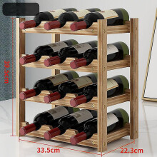Wine Rack Horizontal Bottle Rack, 4 Tiers For 12 Bottles Wooden Wine Bottle Rack Dimensions 33.5x22.3x39.5 Cm Wine Rack Pine Wood(wood Color)