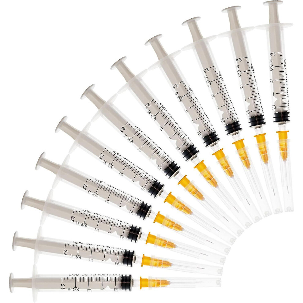 100pack-2.5ml Syringes With 23g 1inch Needles, Disposable Sterile Syringe With Plastic Syringe
