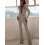 (L) Women's Jumpsuit Beaded Sequin Solid Color Deep V Elegant Party Wedding Regular Fit Long Sleeve 1