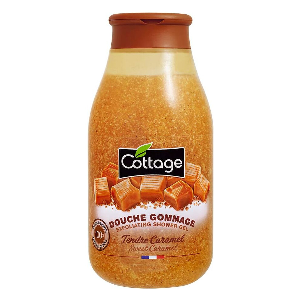 Cottage Exfoliating Shower Gel Sweet Caramel 270ml | Daily Use Body Wash, Soft Skin, Moisturizing, Exfoliating, Refreshing Cleanser