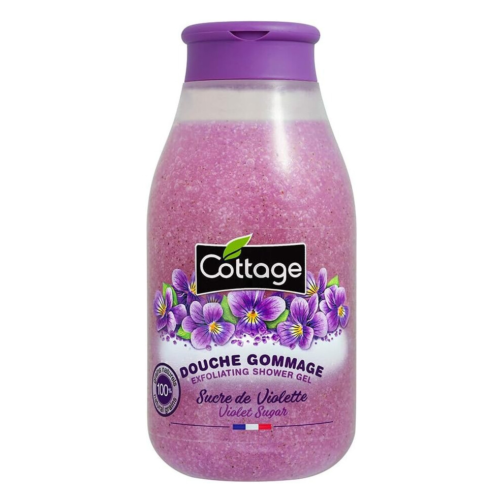 Cottage Exfoliating Shower Gel Violet Sugar 270ml |Gentle Body Scrub |Exfoliating Bath Gel with Sweet Violet Scent |Nourishing Body Wash for Soft Skin