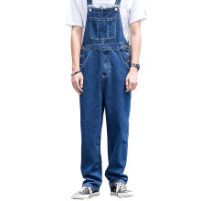 (Blue, S) Men's Denim Overalls Fashion Slim Fit Jumpsuit With Pockets