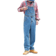 (Light blue, L) Men's Denim Overalls Fashion Slim Fit Jumpsuit With Pockets