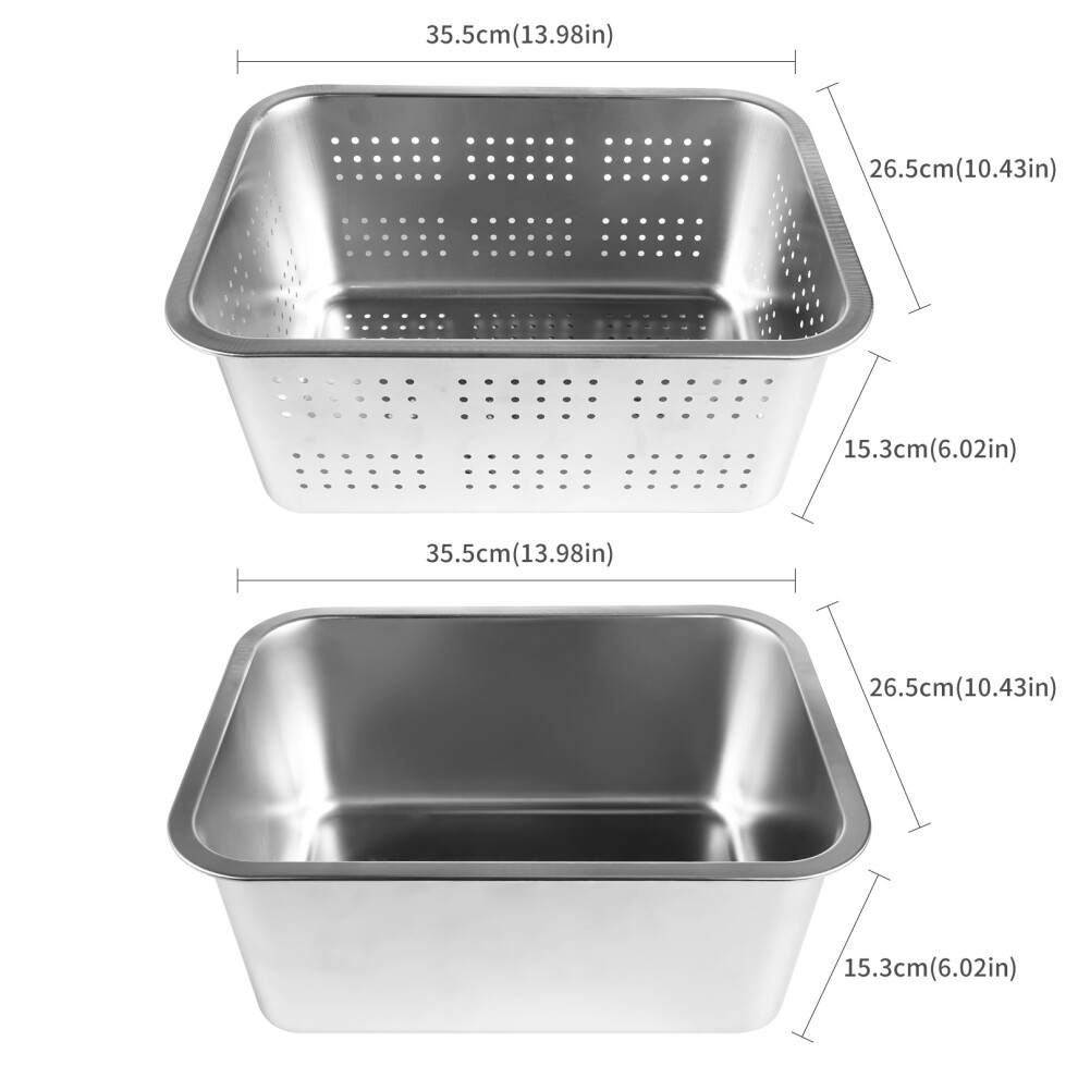 (S) 2-in-1 Stainless Steel Dish Tub Washing Up Bowl