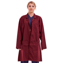 (S) Unisex Lab Doctors Coat Burgundy Warehouse Coat