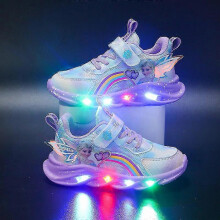 (22, Purple) Kids Led Luminous Shoes Sneakers Flashing Children Girls Light Up Trainers Size