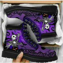 (UK 6, Purple Skull) Ladies Jack Skellington Snow Ankle Boots Womens Warm Winter Rose Skull Shoes