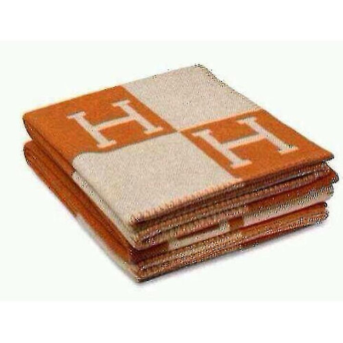 (Orange) Knitted Artificial Wool Cashmere Warm Throw Sofa Blanket