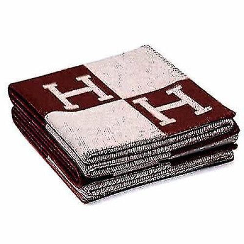 (Wine Red) Knitted Artificial Wool Cashmere Warm Throw Sofa Blanket