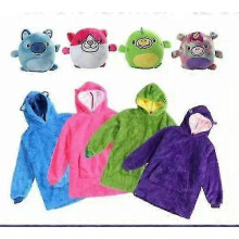 (Green) Kids Hoodie Blanket Sweatshirt Oversized Pet Plush Soft Warm Coat Cute Pillow