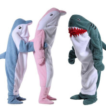 (Height 175-190cm, Pink Dolphin) Marine Animal Hoodie Blanket Kids Shark Sofa Blanket, Adult Whale Sleeping Bag, Unisex Halloween Costume