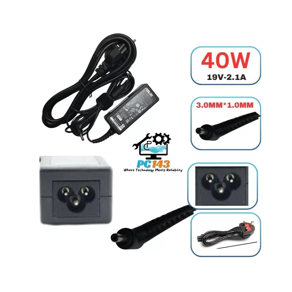 ASUS LAPTOP CHARGER 19V - 2.1A, 40W (ADP-40KD BB) WITH POWER LEAD