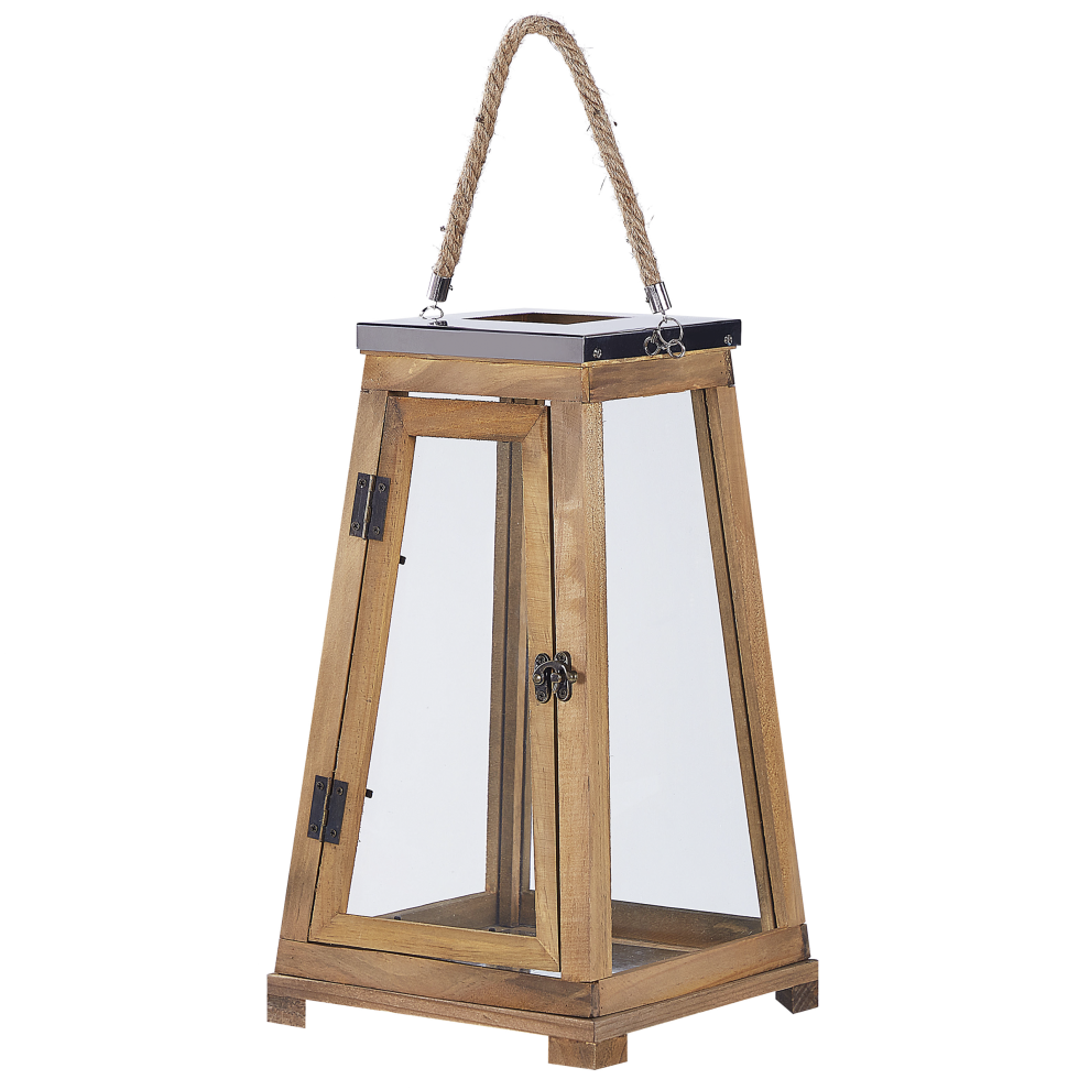 Lantern PULAU Pine Wood 39 cm Brown