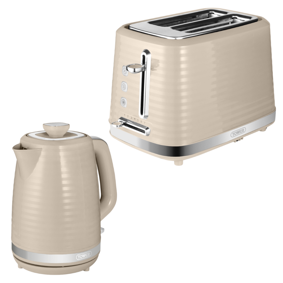 Tower Saturn Kettle & 2 Slice Toaster Kitchen Set (Latte)