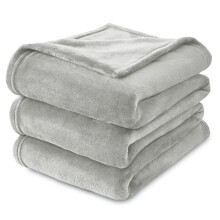 Fleece Blanket Sofa Throw - Blanket for Bed Soft Twin/Double Size, 300GSM Versatile Blanket Soft Fluffy, Silver, 150x200cm
