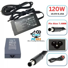 HP Laptop Charger 19.5V-6.15A, 120W (7.4mm Pin) with Power Lead - Refurbished