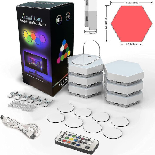 Hexagon Lights With Remote Control. Smart Led Wall Light Panels Touch-sensitive Rgb Mood Lighting 2