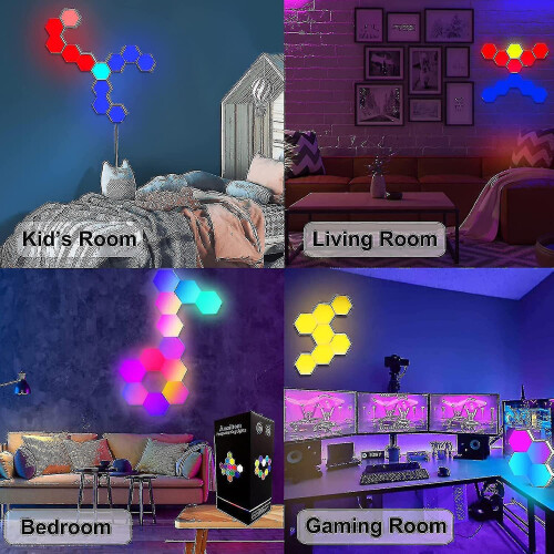 Hexagon Lights With Remote Control. Smart Led Wall Light Panels Touch-sensitive Rgb Mood Lighting 1