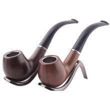 (dark brown) Tobacco Pipe, Handmade Wooden Pipe, Perfect Beginner Pipe, Gift Bent Ring Resin Pipe Filter Removable And Washable 1pcsd-