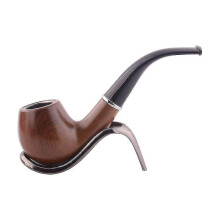 (brown) Tobacco Pipe, Handmade Wooden Pipe, Perfect Beginner Pipe, Gift Bent Ring Resin Pipe Filter Removable And Washable 1pcsd-