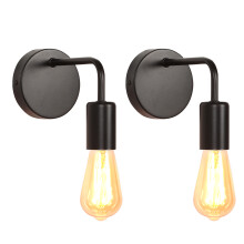 (2X) Retro Wall Light Metal Wall Lamp Modern Wall Light Indoor Wall Lamp Vintage Simple Black Wall Lamp E27