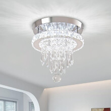 K9 Crystal Ceiling Light Round Chandelier Modern Ceiling Lamp For Bedroom, Living Room, Bathroom, Hallway (Cold White)