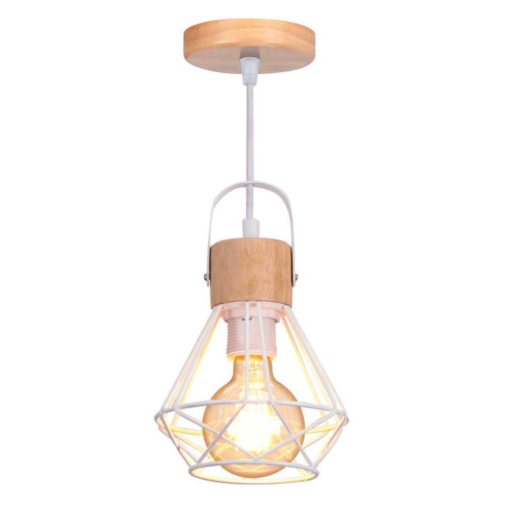 Retro Pendant Light Vintage Pendant Light Modern Ceiling Light Indoor Pendant Light White Metal Wood Pendant Lights