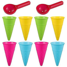 Toyandona 10pcs Outdoor Beach Toys Set Ice Cream Sand Mold Set Scoop for Kids Toddlers (random Color)