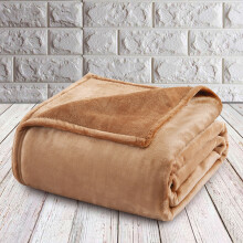 (Camel, King: 200 cm x 240 cm.) Faux Fur Fleece Throw Warm Soft Mink Blanket