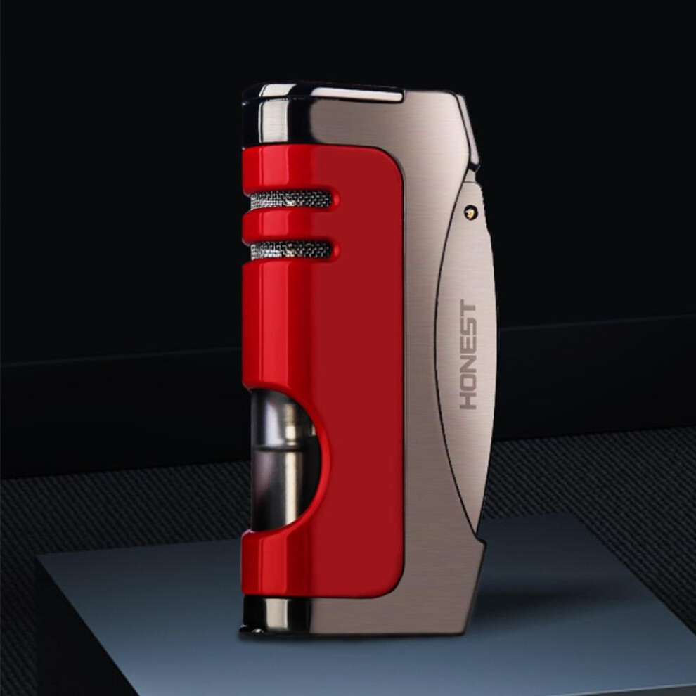 Yeuligo Red (Bright ) Boutique Creative Torch Lighter Metal Gas Lighters With Personalized Cigar Cutter Smoking Set Wholesale